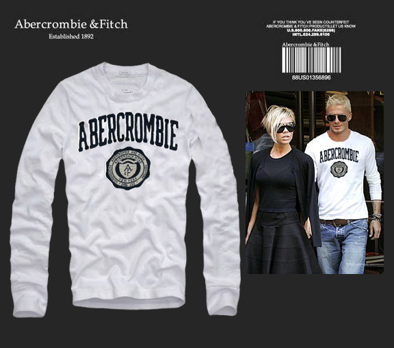 Abercrombie Fitch Hombres De Cuello Redondo Con Gente Fotos Largo Remera AF6125